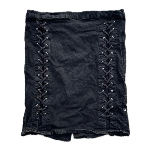 Vintage 90s y2k Tripp NYC black lace up goth grunge punk midi skirt - Picture 1 of 7